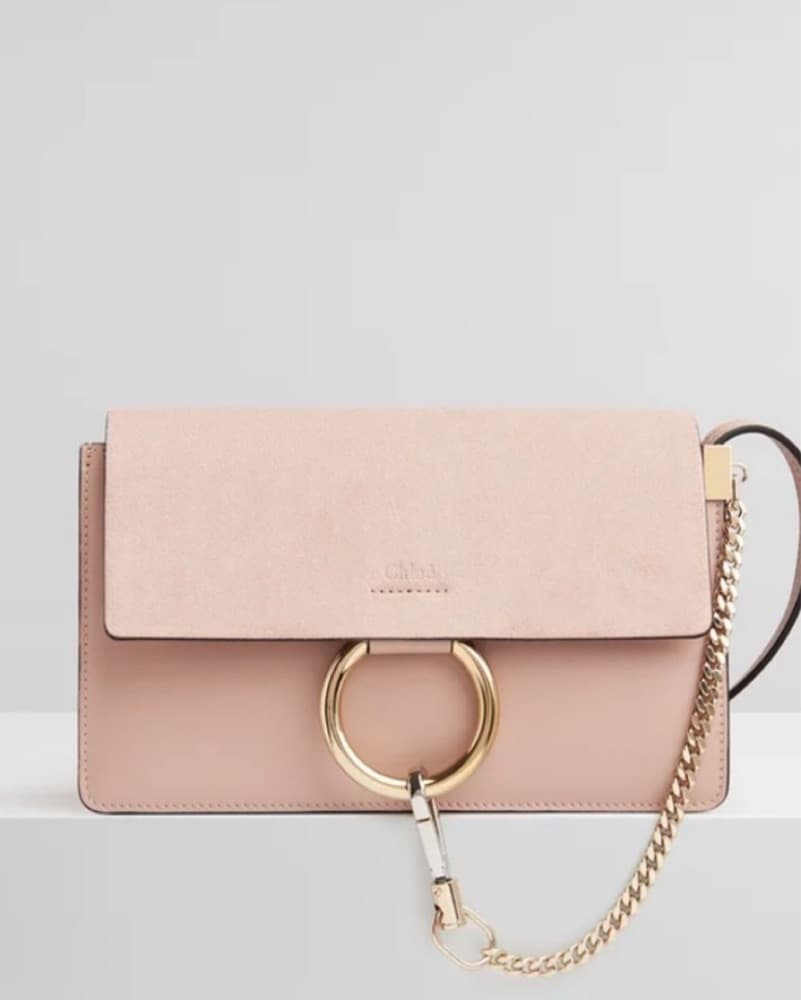 Chic Blush Suede Crossbody Bag - Image 1
