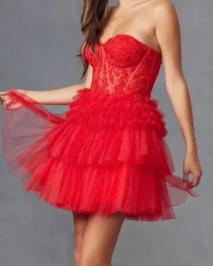 Red Sleeveless Mini Cocktail Dress - Image 1