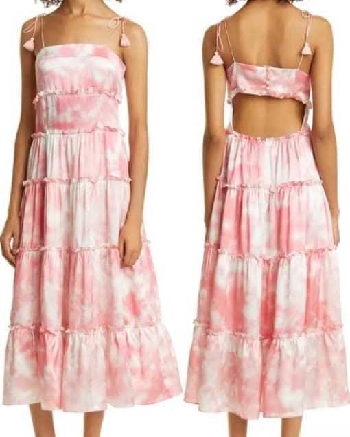 Vintage Silk Pink & White Gown - Image 1