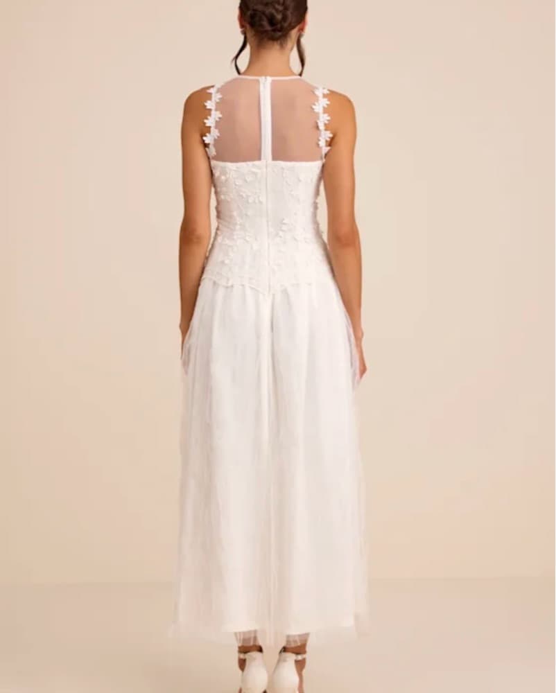 White Lulus Embroidered Floral Dress - Image 4
