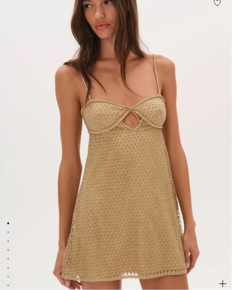 For Love&Lemons Gold Glitter Slip Dress - Image 1