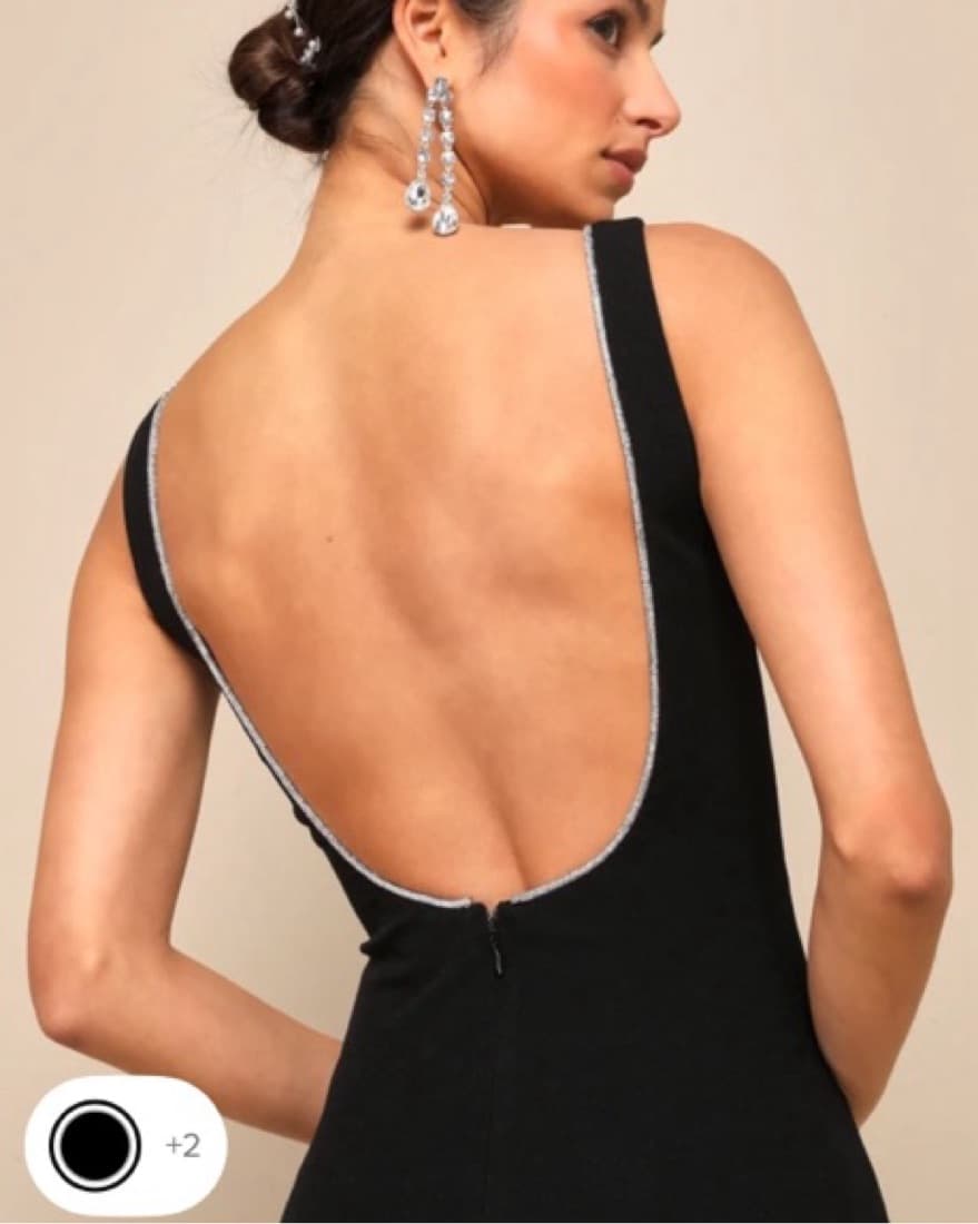 Black Gown Rhinestone Neck Line - Image 3