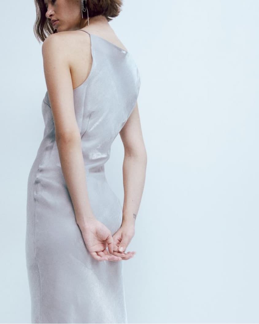 Silver High Neck Maxi Dress - Image 2