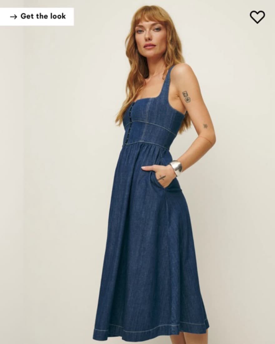 Reformation Tagliatelle Midi Dress Denim - Image 5