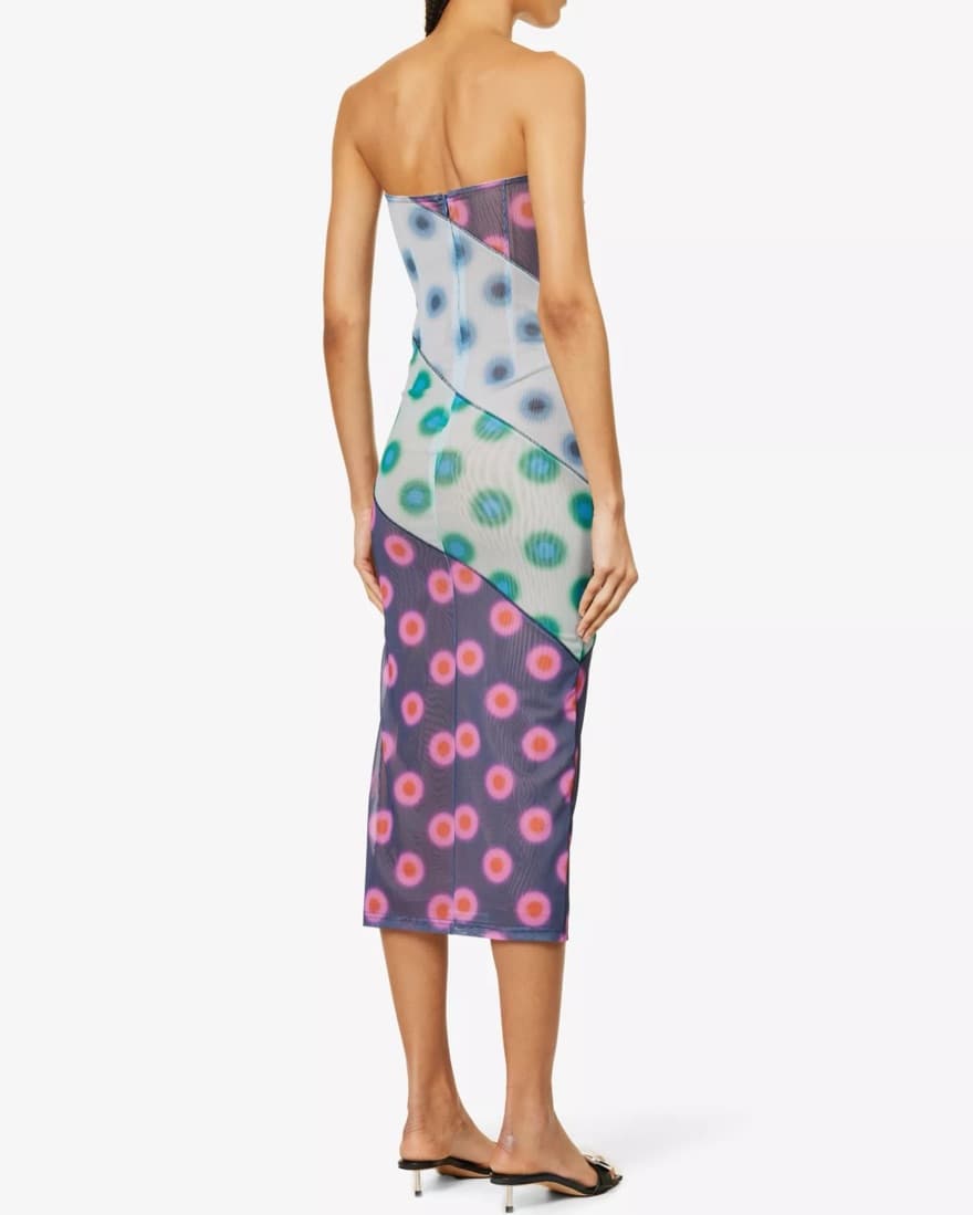 MIAOU Circle Dot Patchwork Midi Dress - Image 4