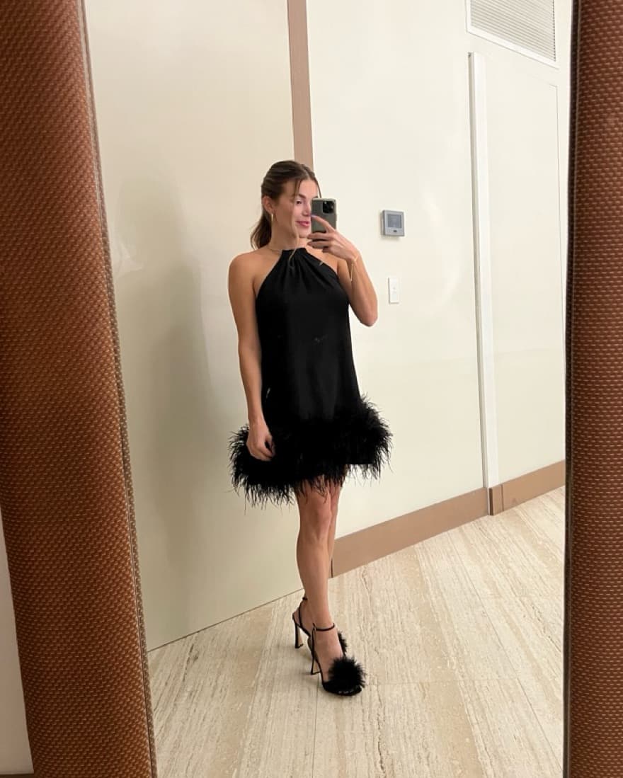 Reeves Feather-Trim Mini Dress - Image 2