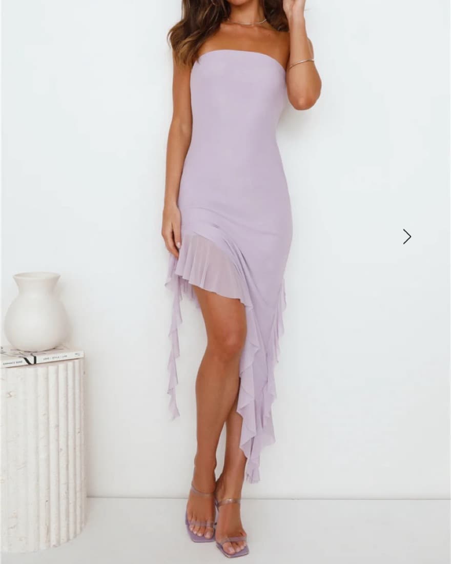 Strapless Mesh Frill Midi Dress - Image 2
