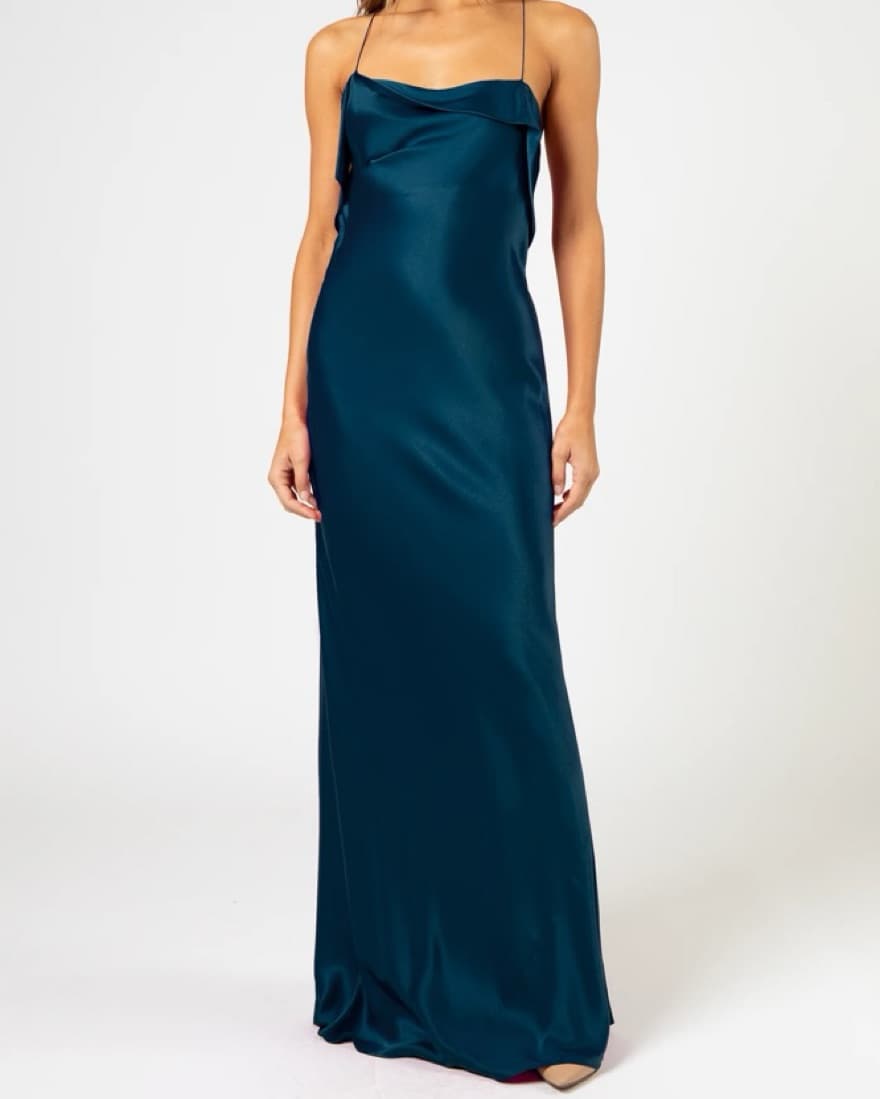 Michelle Mason Ruffle Cowl Bias Gown - Image 2