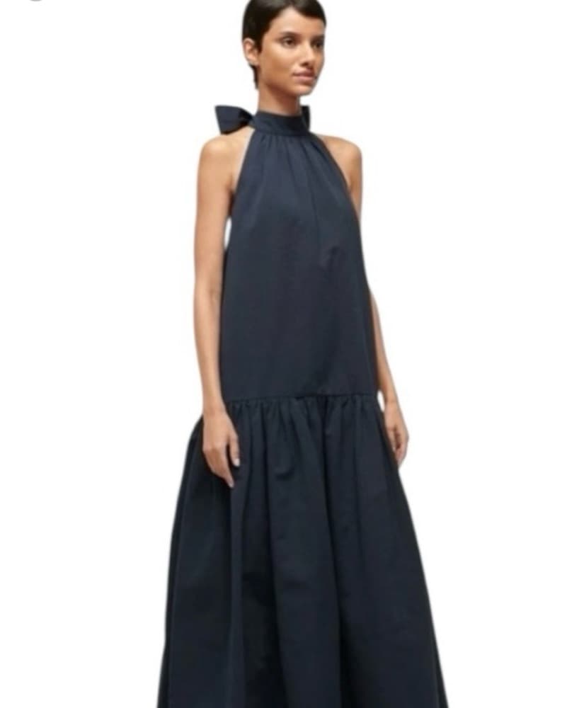 STAUD Marlowe Tiered Maxi Dress Navy S - Image 1