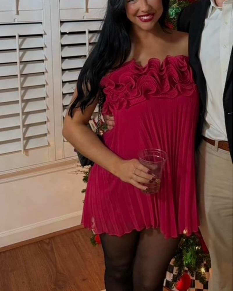 ZARA Ruffle Strapless Mini Dress - Image 1