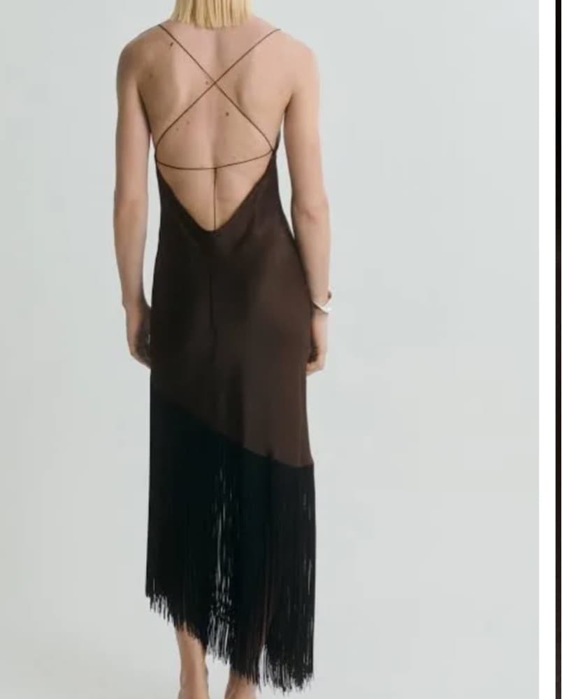 Mango Satin Fringe Dress - Image 2