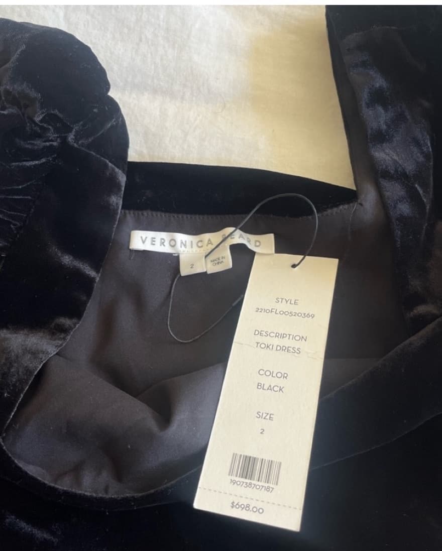 Veronica Beard Toki Ruched Black Velvet  - Image 5