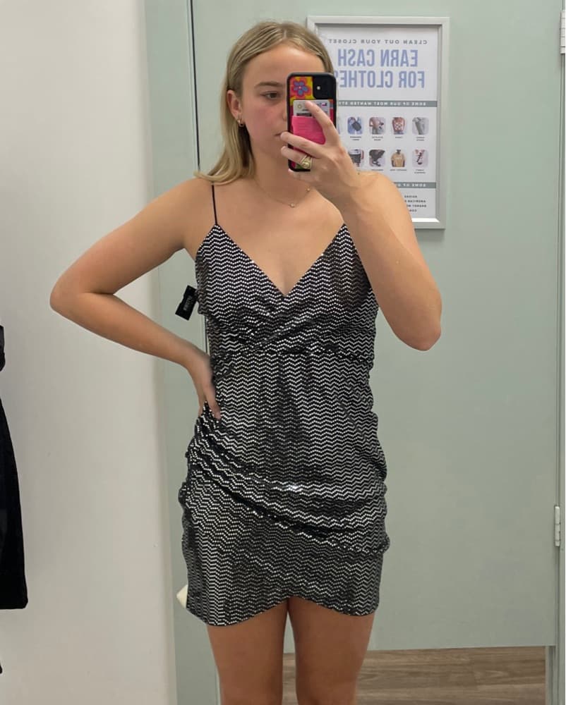 Black Sequin Mini Dress - Image 1