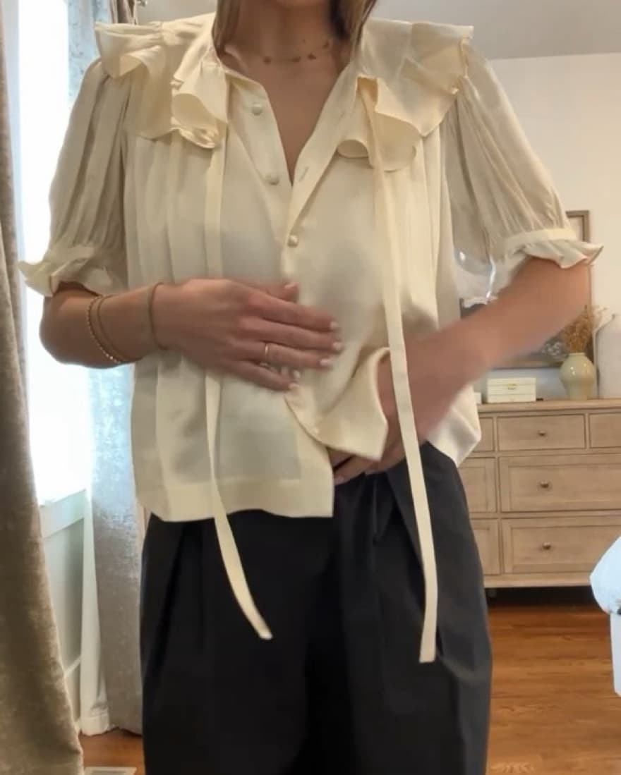 Doen Kelala Silk Satin Blouse Top - Image 2