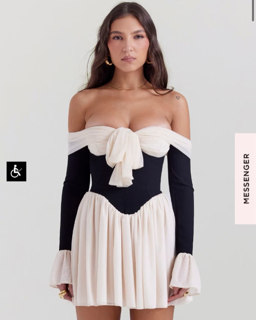 House Of CB Alana BLACK & CREAM OFF SHOU - Image 1
