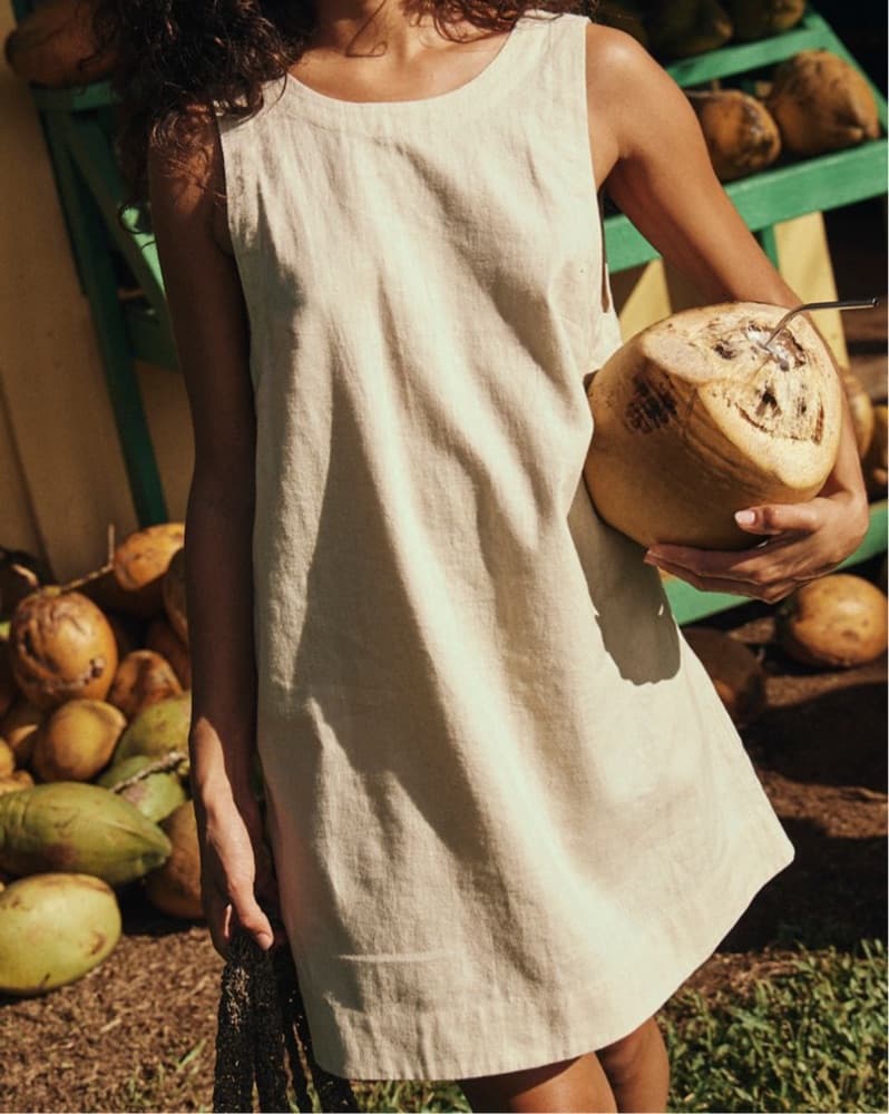 Open Back Beige Halter Mini  - Image 1