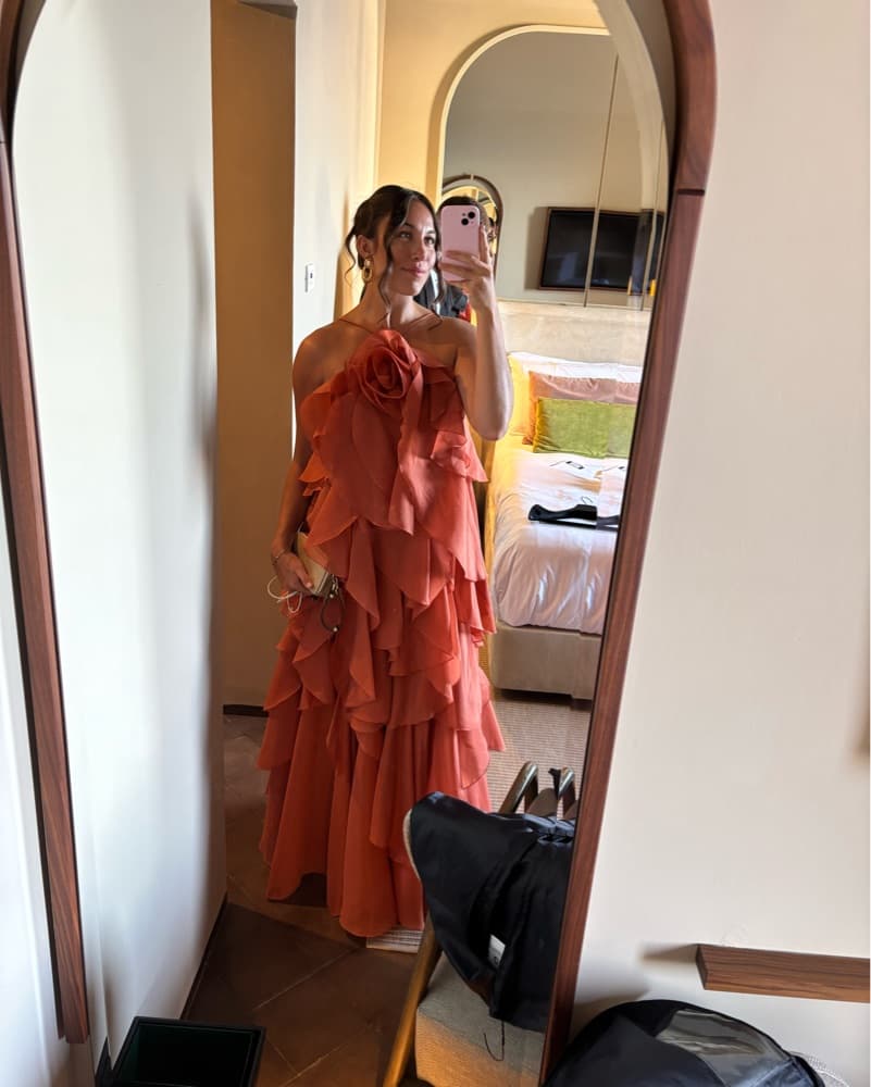 Rust Aje Pandorea Layered Maxi Dress - Image 1