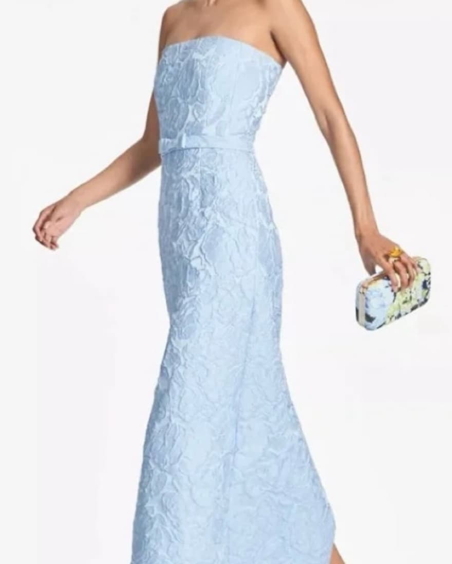 Elegant Lace Gown in Soft Blue - Image 2