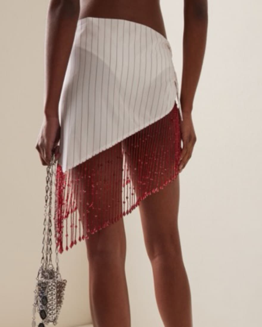 Des Phemmes Beaded Mini Wrap Skirt - Image 4