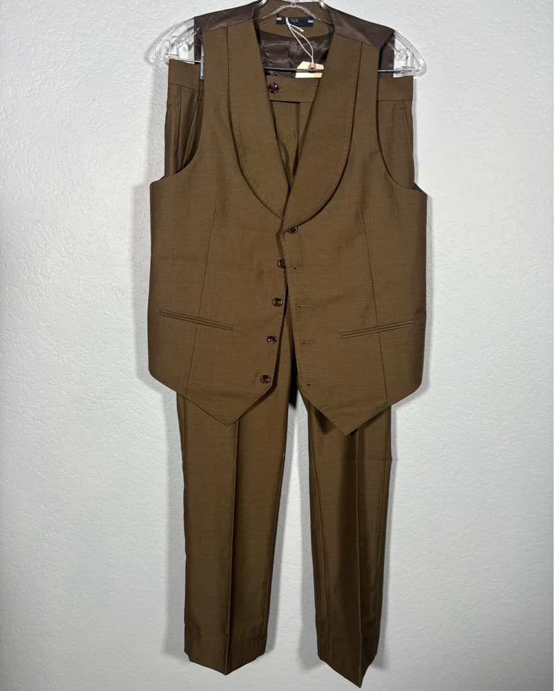 Men Brown 38R Vest + 30x30 Pants - Image 2