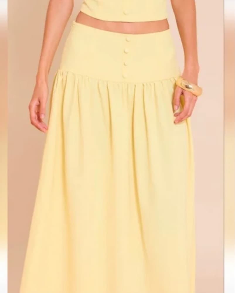 PLT Elegant Yellow Maxi Skirt  - Image 3