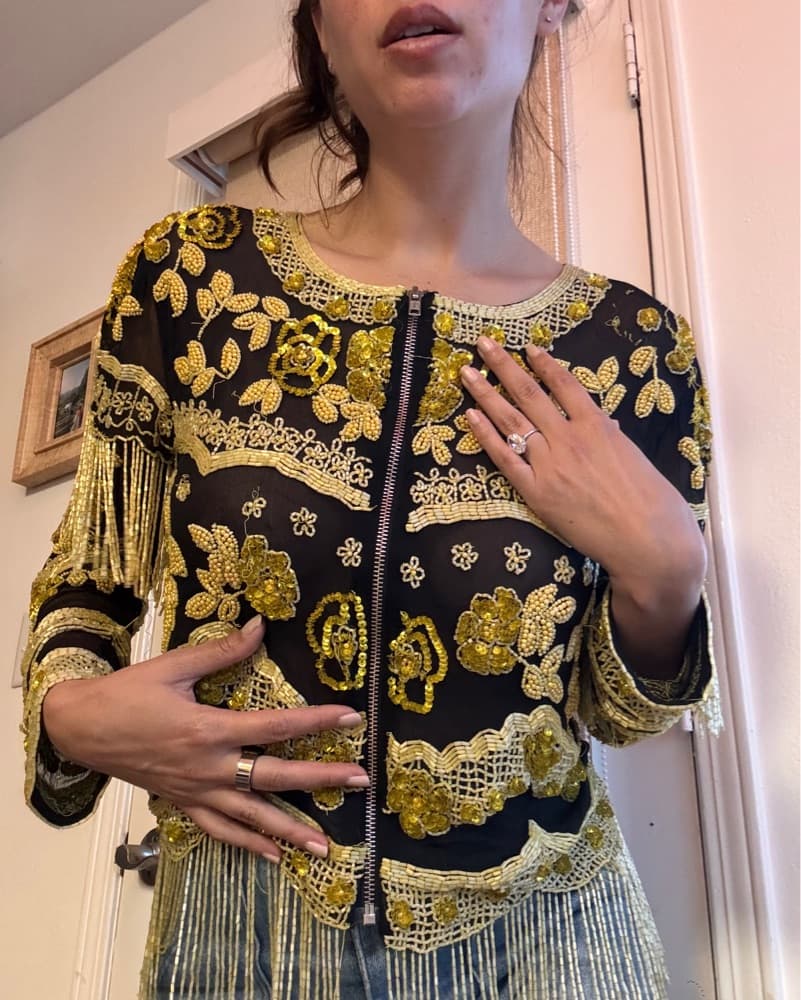Dazzling Floral Embroidered Fringe Jacket - Image 2