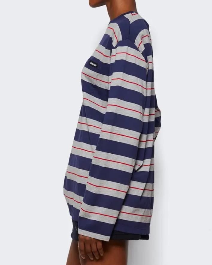 miu miu jersey tee — grigio / navy - Image 2