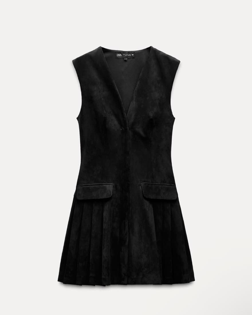 Suede Pleated Dress - Image 3