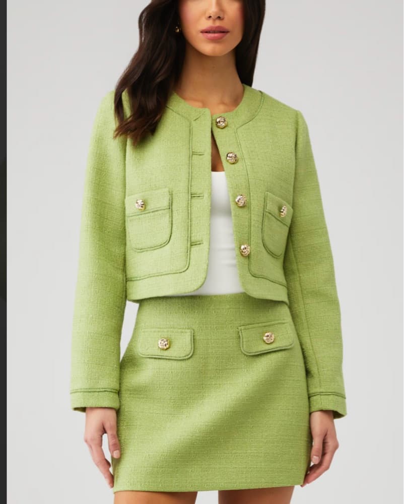 ÊTRE AIMÉ Chic Green Tweed Suit Set - Image 1