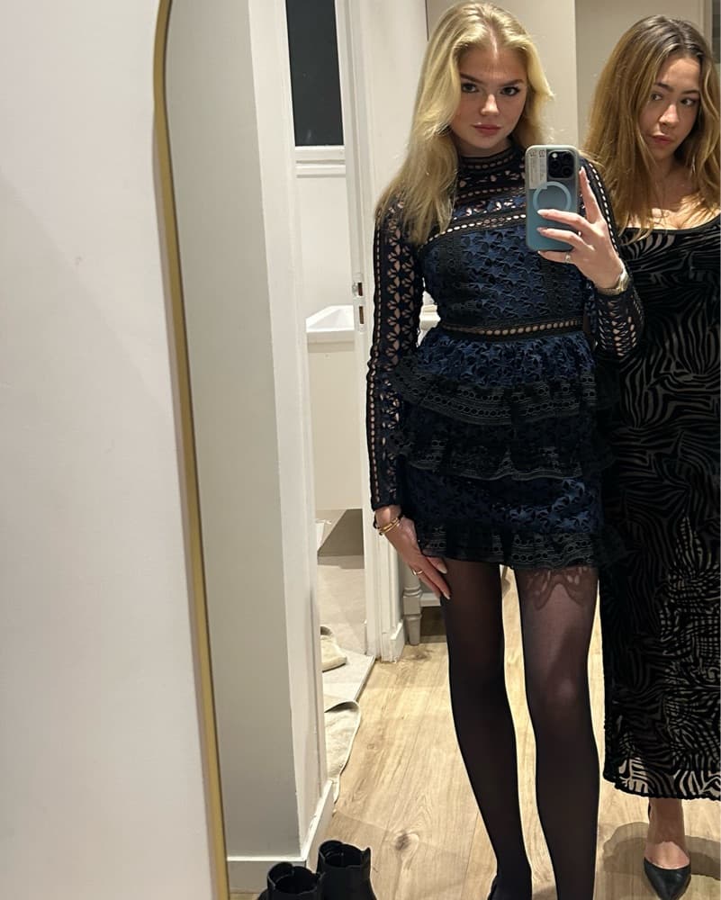 Self Portrait Navy&black Star Lace Dress - Image 2