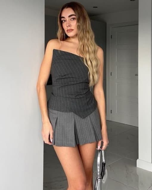 Zara Asymmetrical Stripe Tube Top - Image 1