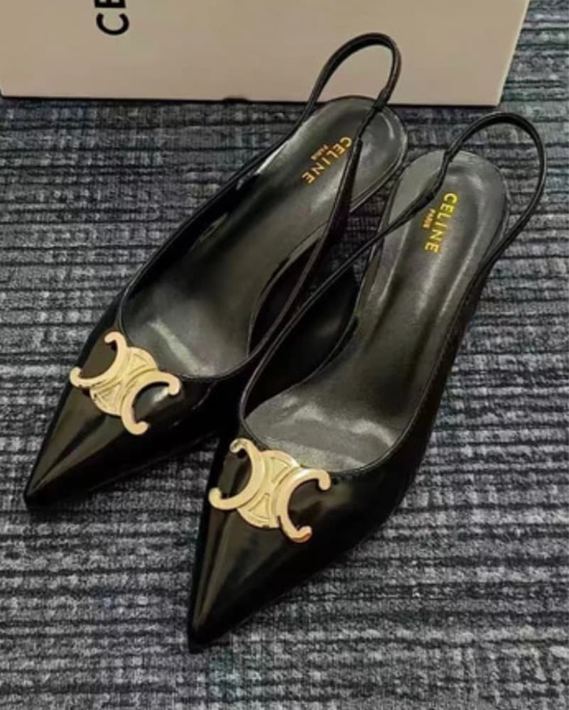 Celine Patent Black Slingback Heel - Image 1
