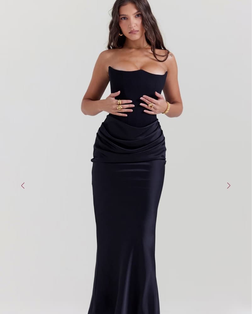 House Of CB Elegant Strapless Black Gown - Image 1