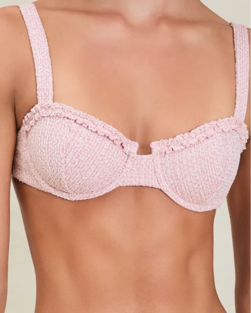 Pink Knit Ruffled Bikini Top - Image 2