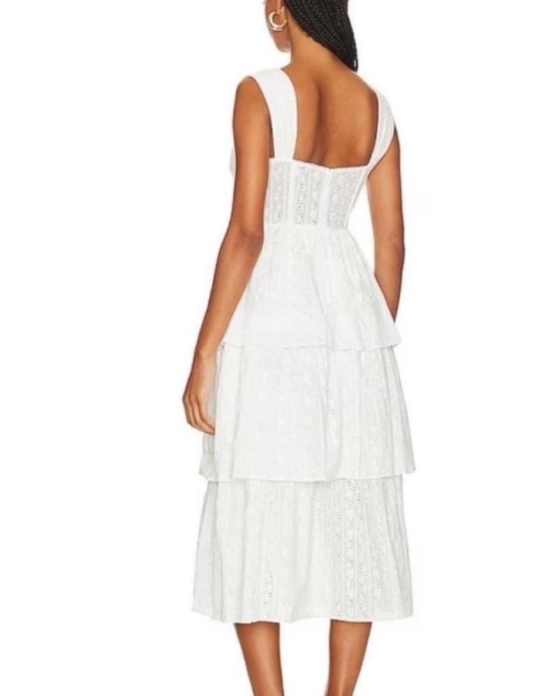 White Eyelet Midi Dress - Image 3