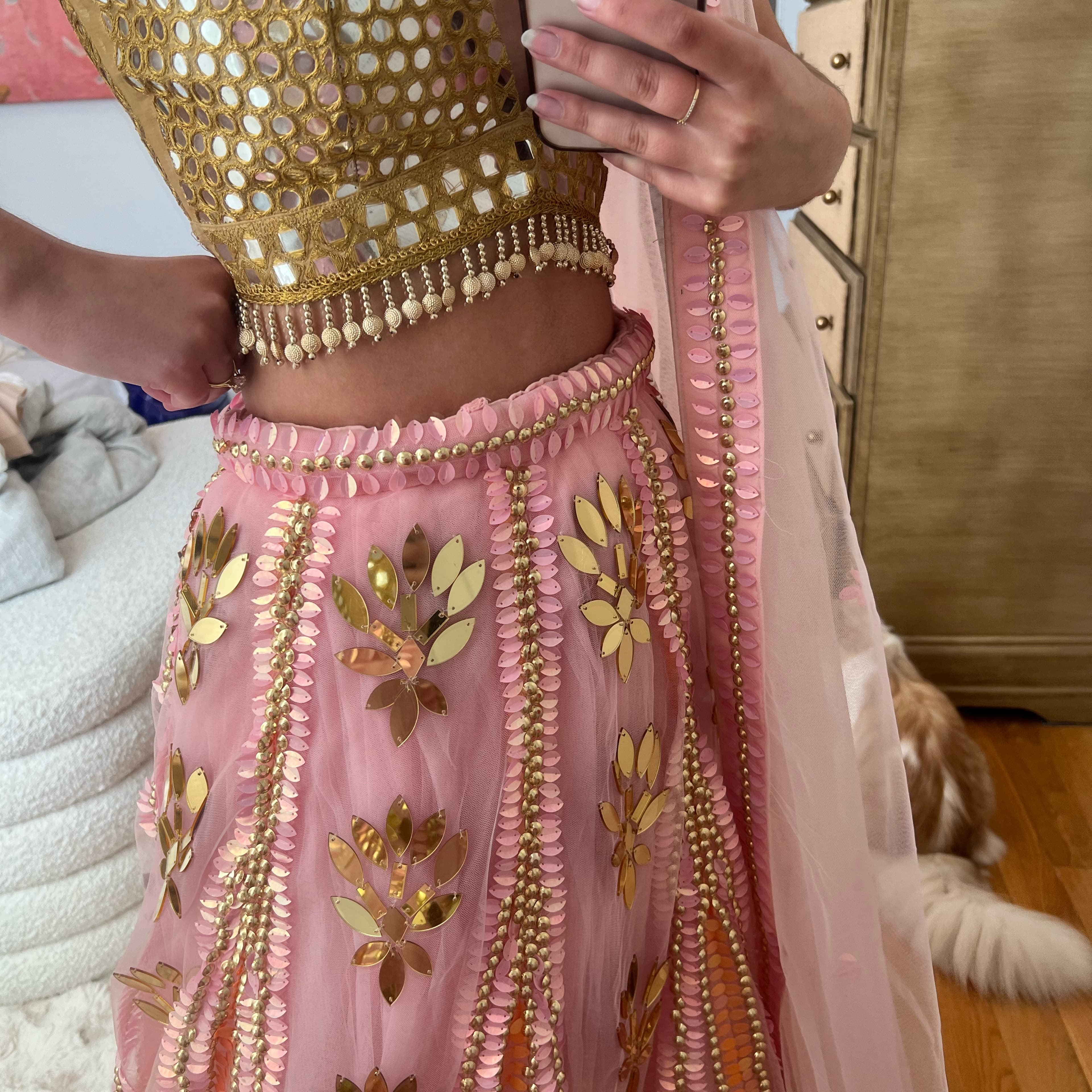 Pink Mirror Lehenga - Image 4