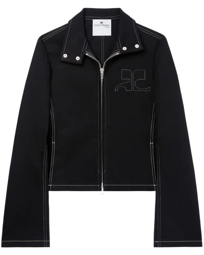 Courrèges Topstitched Denim Biker Jacket - Image 1