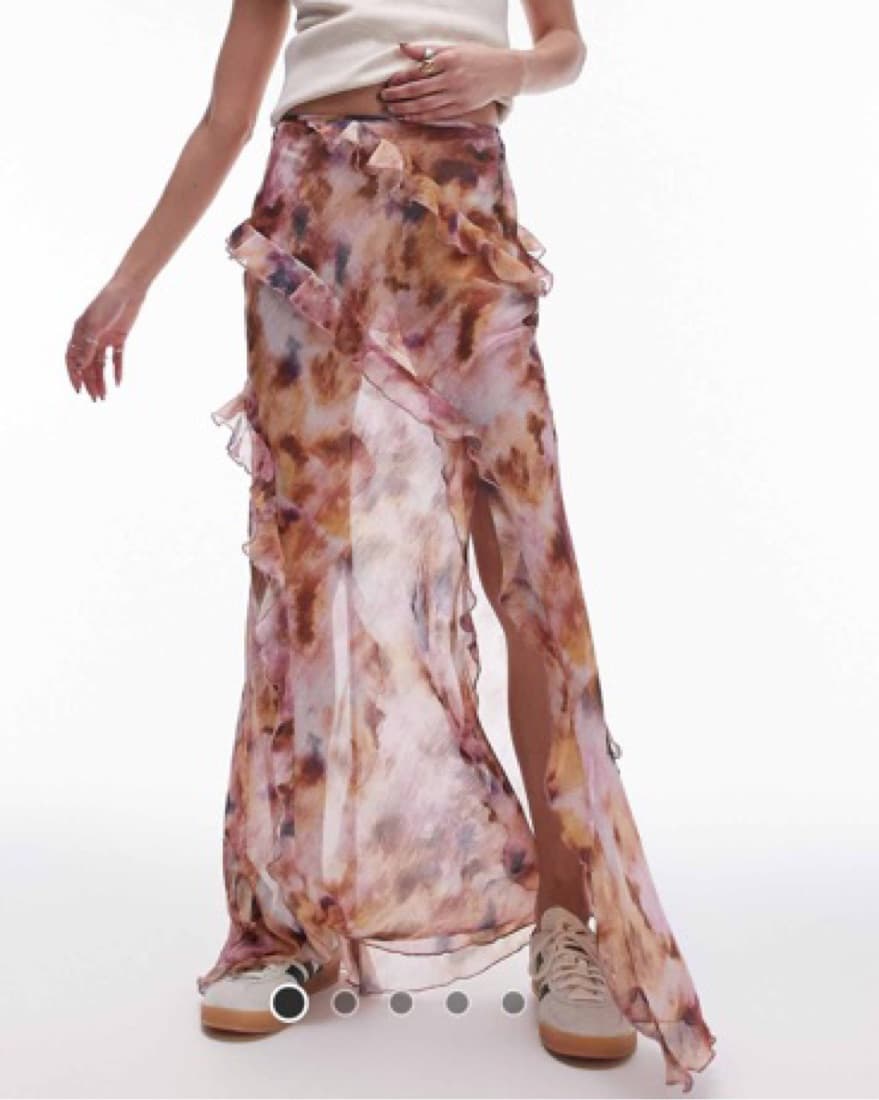 Ruffle Sheer Maxi Skirt - Image 1