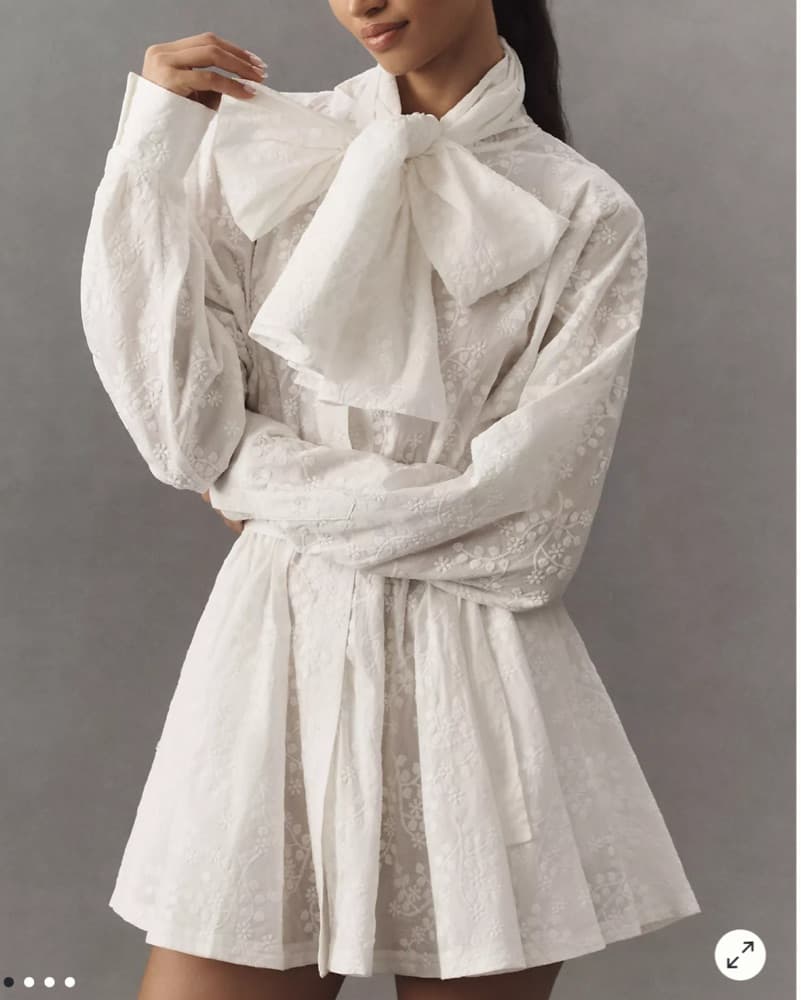 Norma Kamali Bow-Neck mini Shirt Dress - Image 1