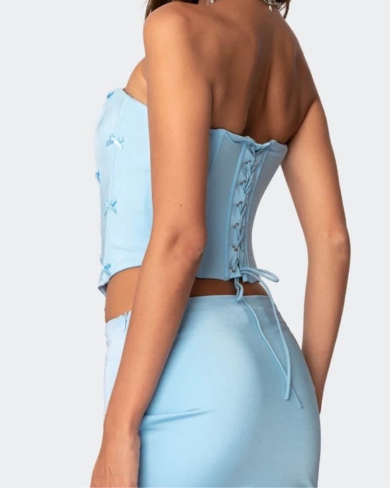 Baby Blue Bow Corset Top - Image 3