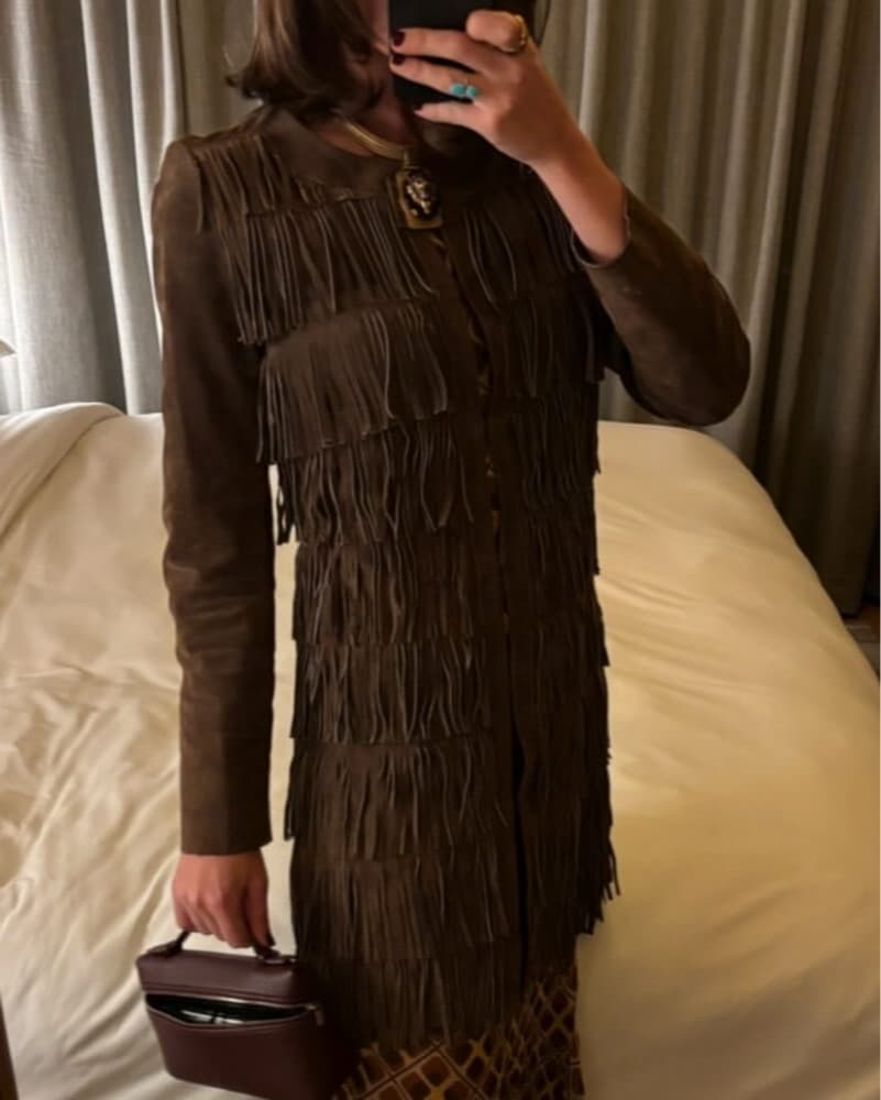 Vintage Brown Leather Fringe Jacket - Image 2
