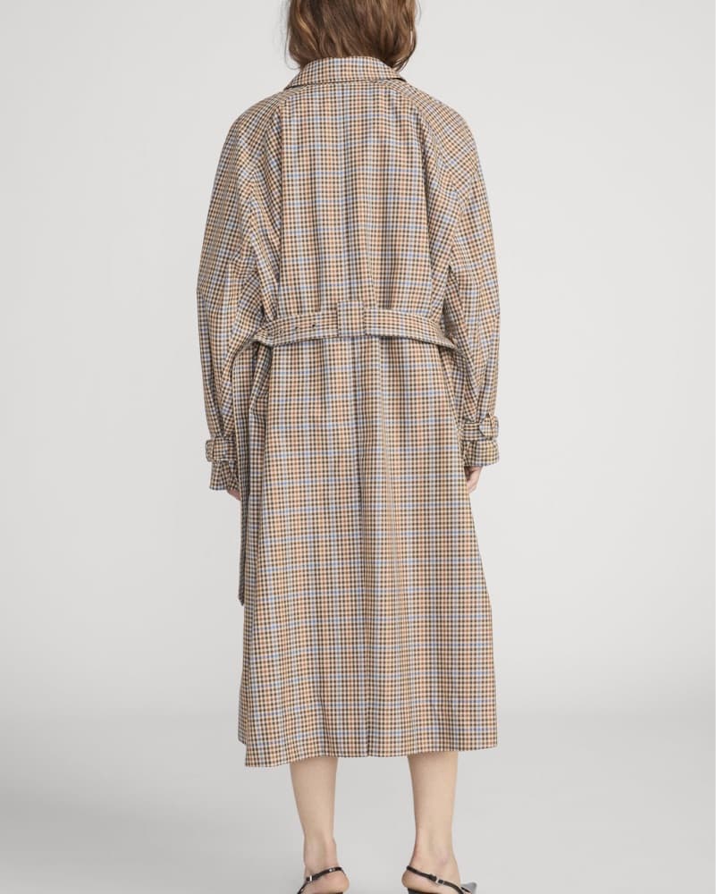 FRAME Plaid Checkered Midi Trench - Image 5