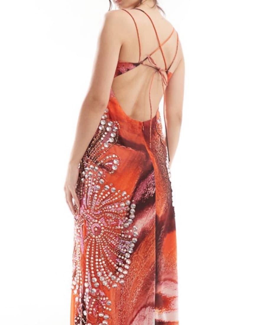 Orange beaded Maxi Dress - Image 1