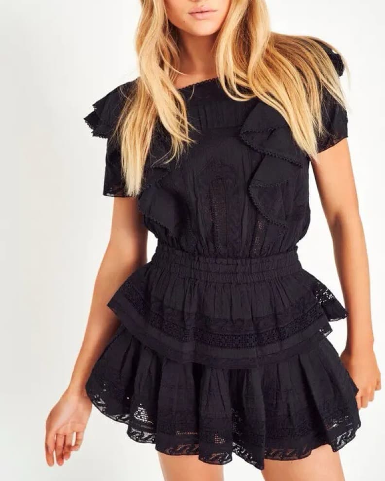 LoveShackFancy Natasha Black Dress - Image 1