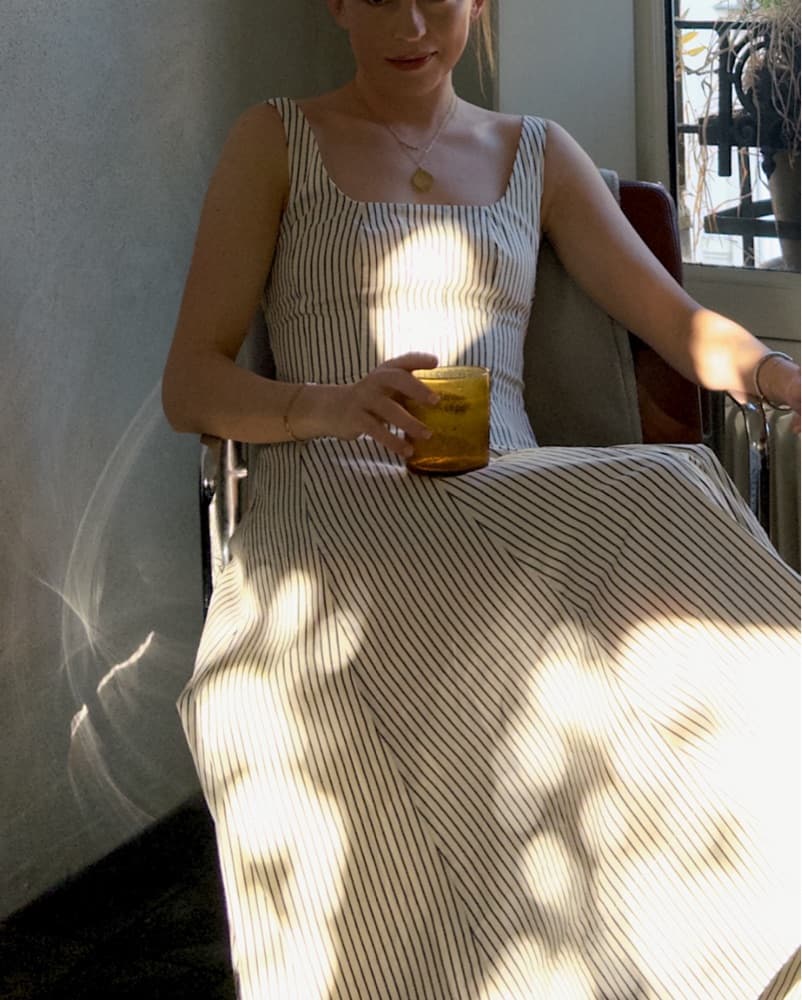 Staud Ivory Stripe Dress - Image 1