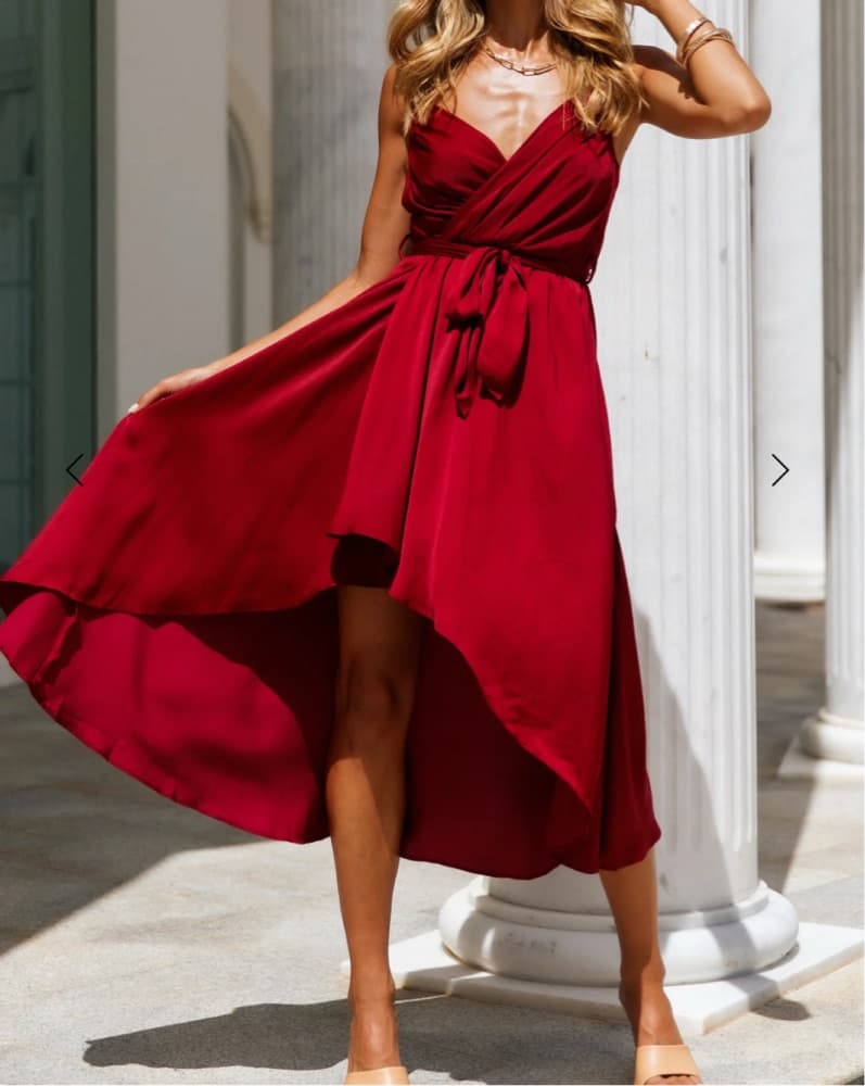 Red Flowy Midi Dress - Image 1