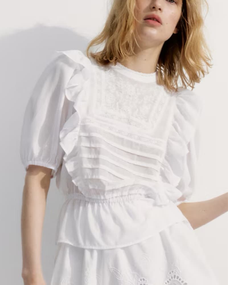 White Ruffled Blouse - Image 1