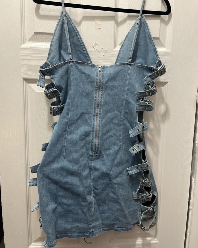 Jean Denim Buckle Mini Dress - Image 4