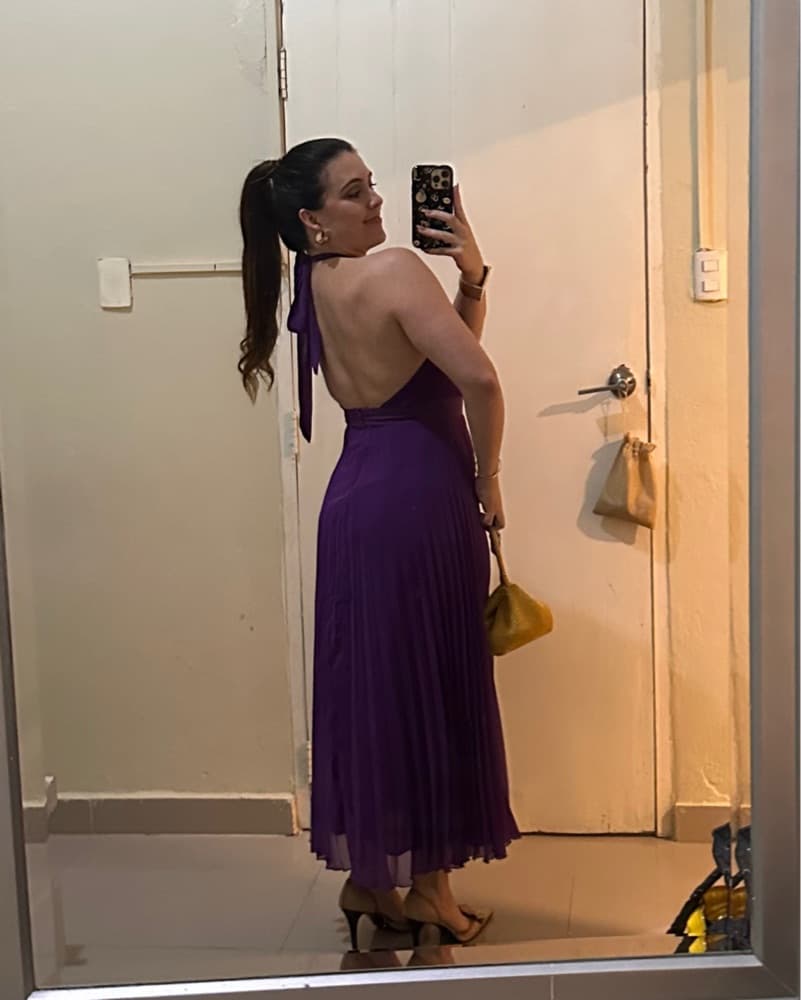 Elegant Plum Halter Dress - Image 5