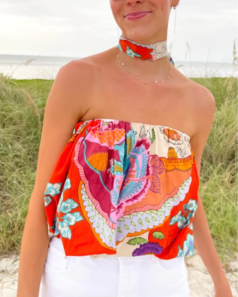 Sassy Cinnamon Printed Pattern Tube Top - Image 4